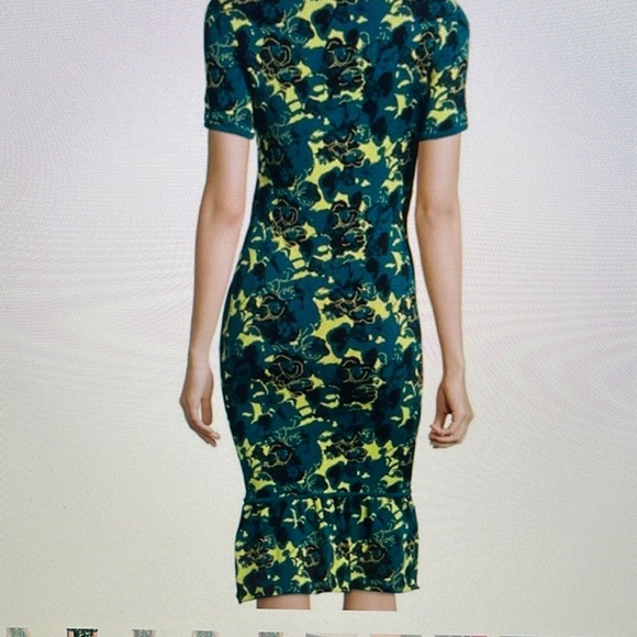 NWT ZAC BY ZAC POSEN STRETCH KNIT BODY CON DRESS IN GREEN FLORAL. M - Picture 7 of 11